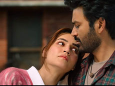 Kriti Sanon resting her head on Dhanush’s shoulder in an emotional moment from Tere Ishk Mein.