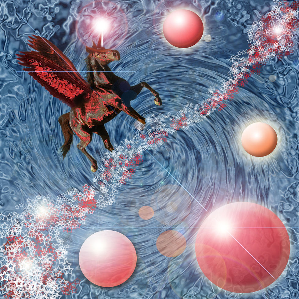 Фотомонтаж — конь с крыльями орла