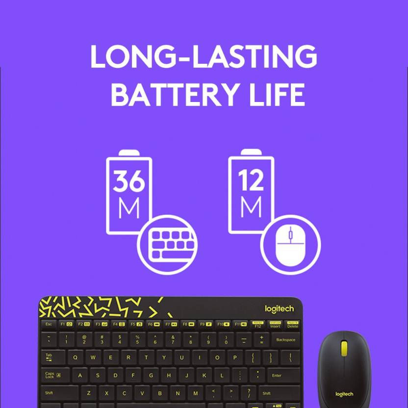 Thumbnail: Logitech MK240 Wireless Keyboard and Mouse Combo  (Black&Chartreuse Yellow)