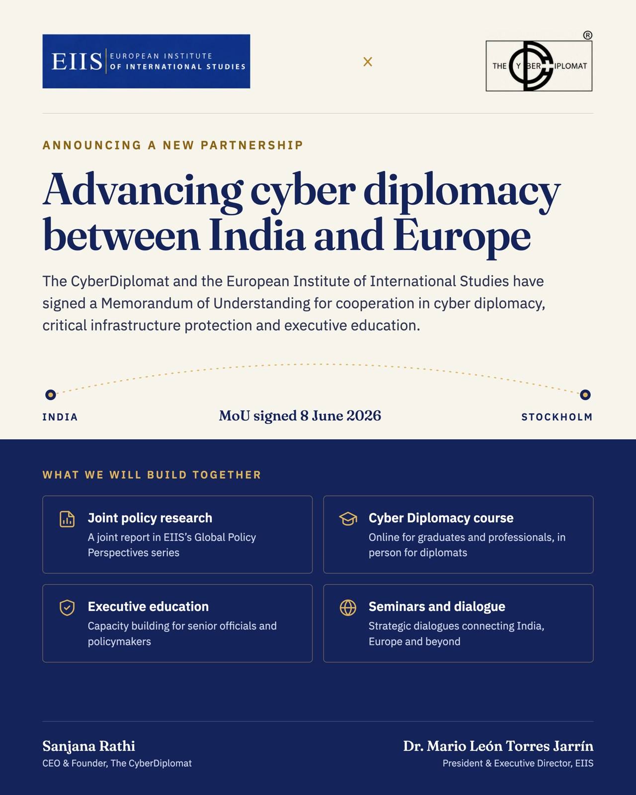 Anuncio de la alianza entre The CyberDiplomat y el European Institute of International Studies