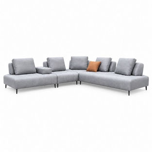 Modern fabric corner sofa with multiple cushions