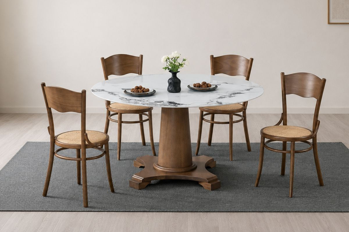 Kavana Round Sintered Stone Dining Table Set