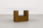 Marceau Sintered Stone Dining Table with walnut wood pedestal base.