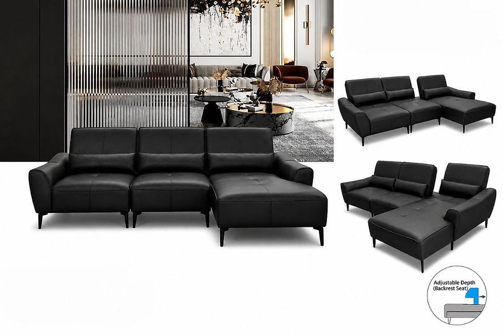 Thumbnail: Banelo Push-Back Leather L-Shape Sofa