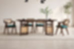 Mitchell Rattan Dining Table Set with solid wood frame and woven rattan chairs, modern dining furniture for contemporary home