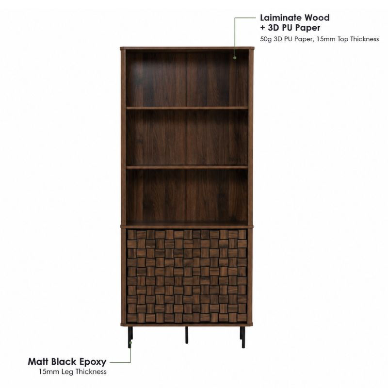 Thumbnail: Frisco Bookcase with 3D textured wood finish and metal legs