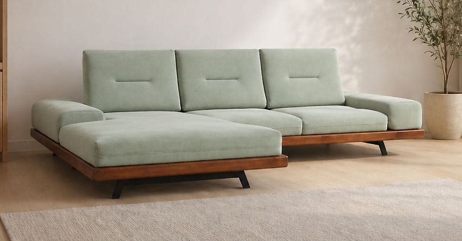 Modern L-shape sofa in a contemporary living room