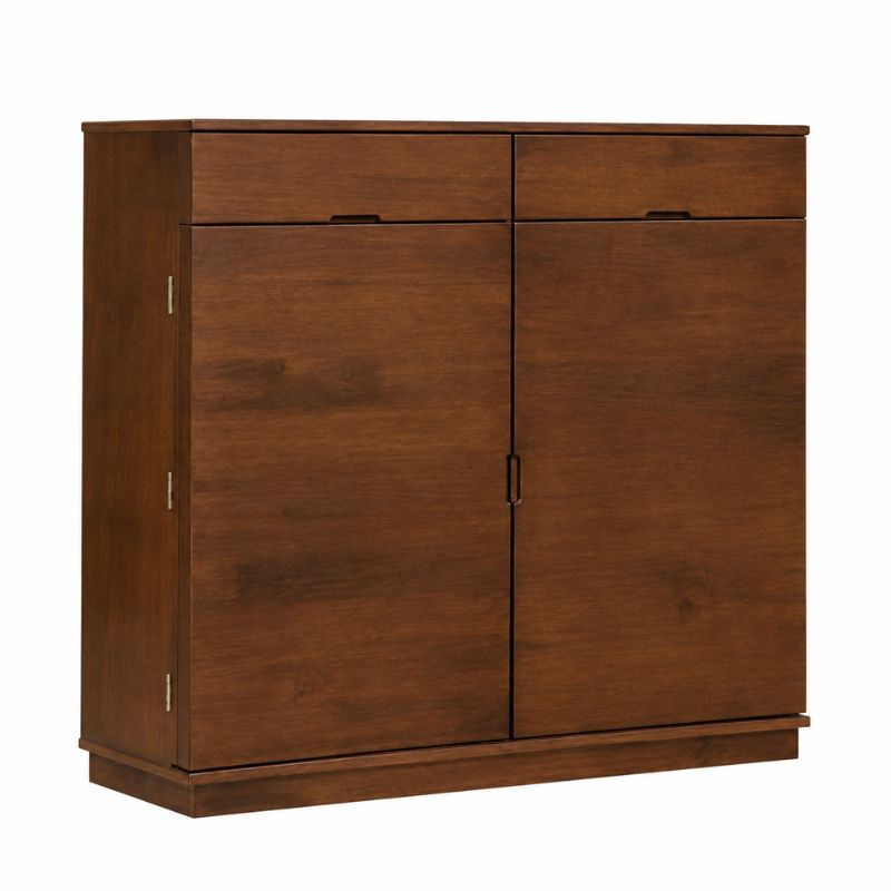 Boho Shoe Cabinet in Walnut with two doors and two drawers