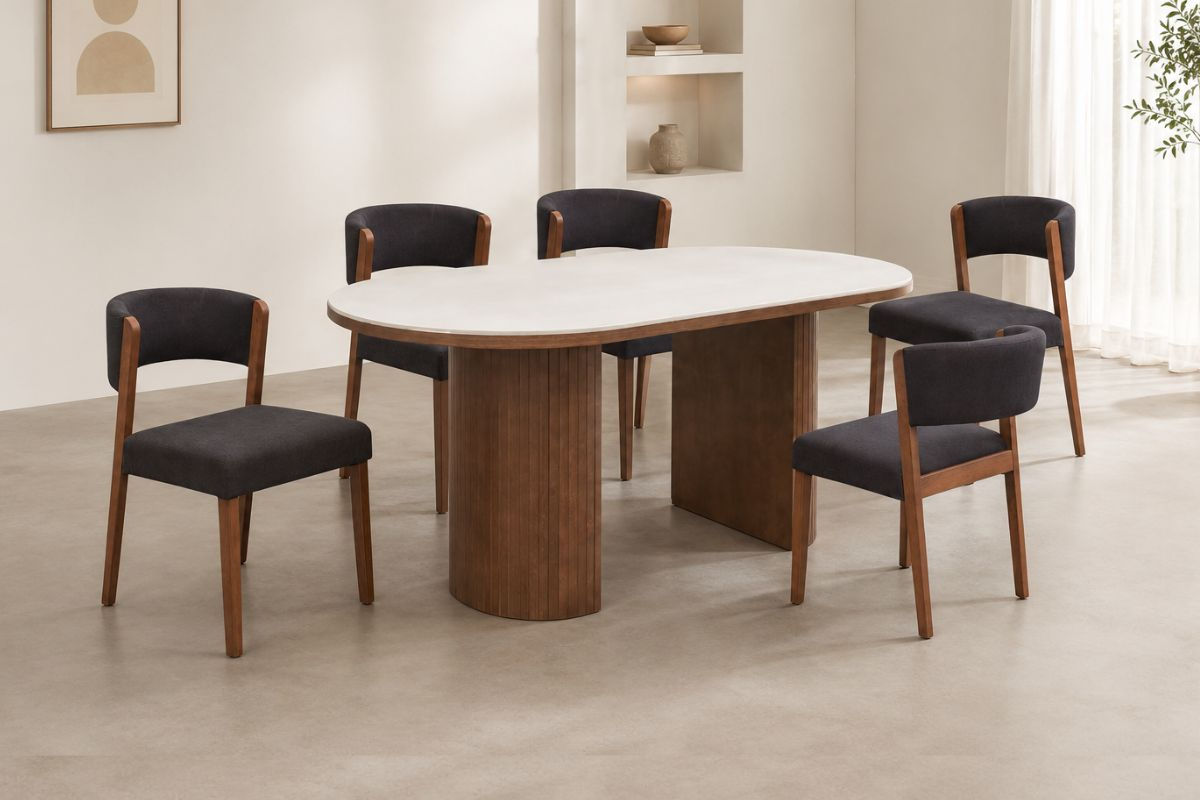 Brozon Oval Sintered Stone Dining Table Set