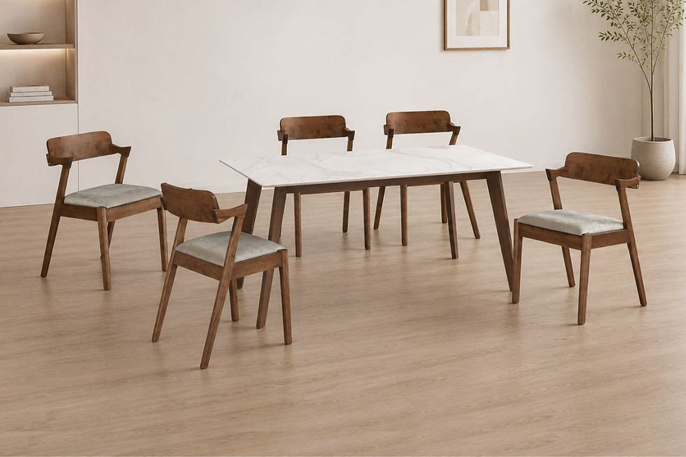 Thumbnail: Vilao Walnut Sintered Stone Dining Table Set