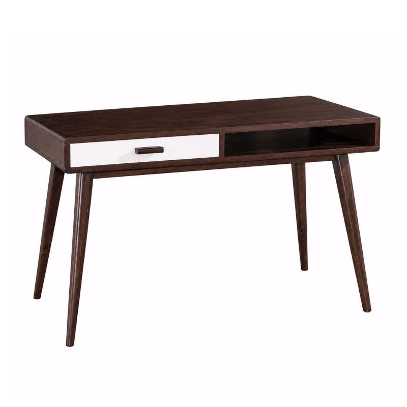 Bouvier Writing Desk in Cappuccino with One Drawer, Open Storage Compartment and Tapered Legs