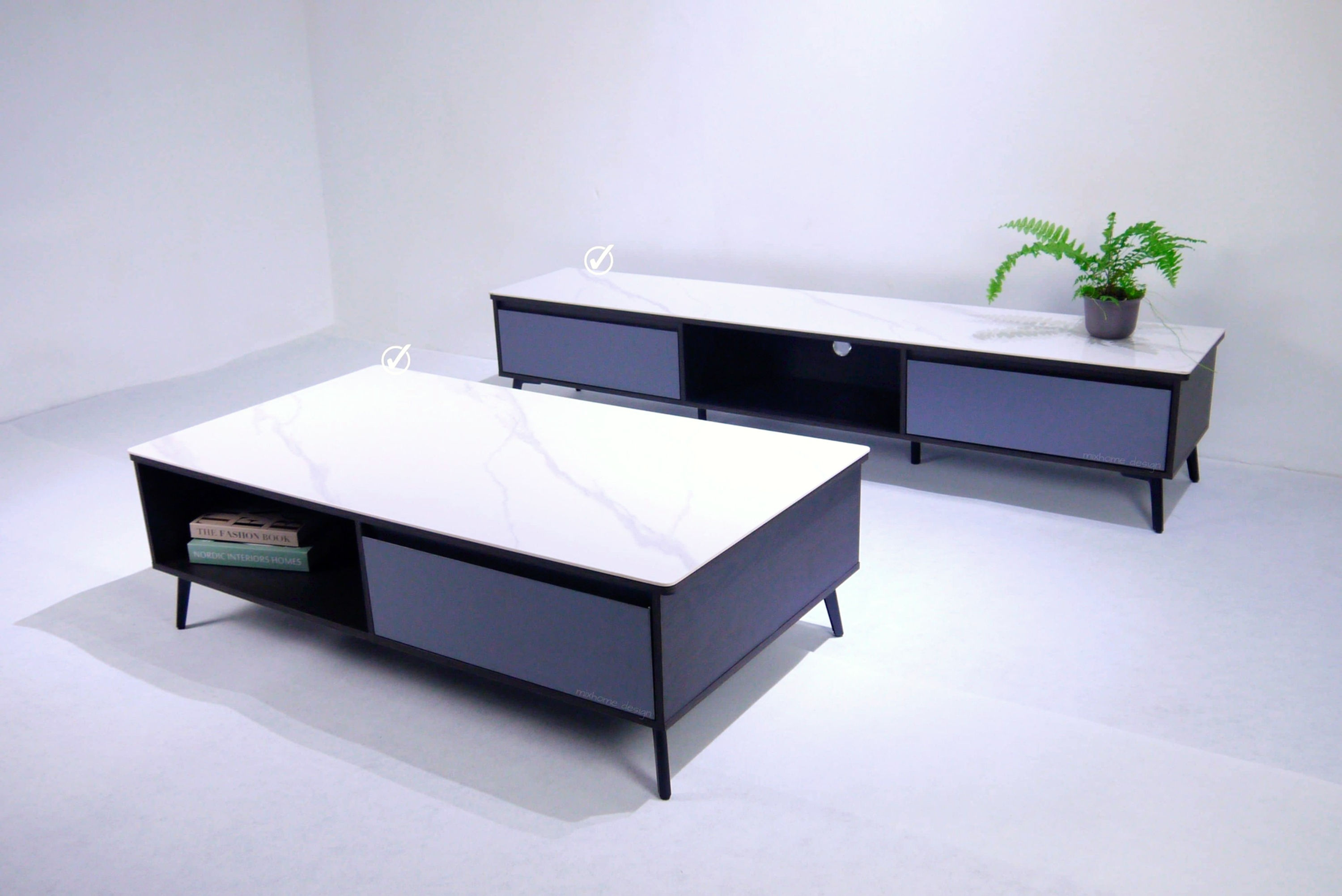 Veronica Ceramic TV Cabinet With Coffee Table