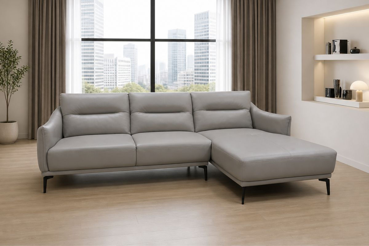 N6810 Cowhide Leather L-Shape Sofa