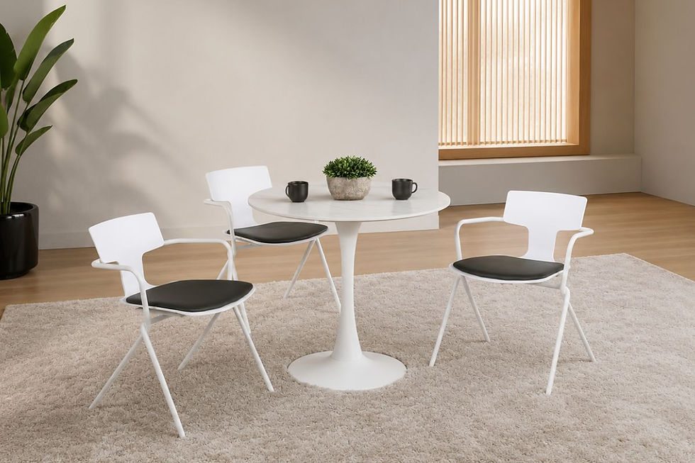 MX138 Sintered Stone Round Table Set White
