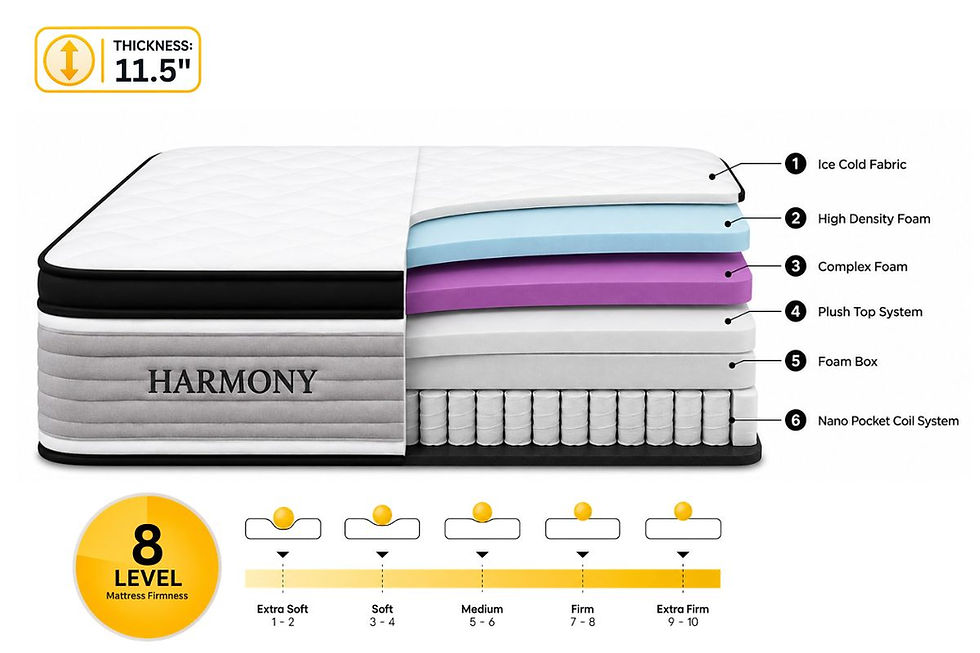 Harmony Nano Pocket Spring Mattress layers and Nano Pocket Coil System