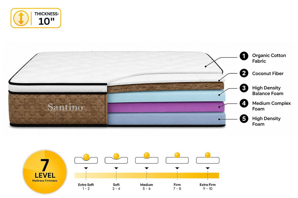 Santino Complex Foam Mattress layers with Coconut Fiber and Complex Foam