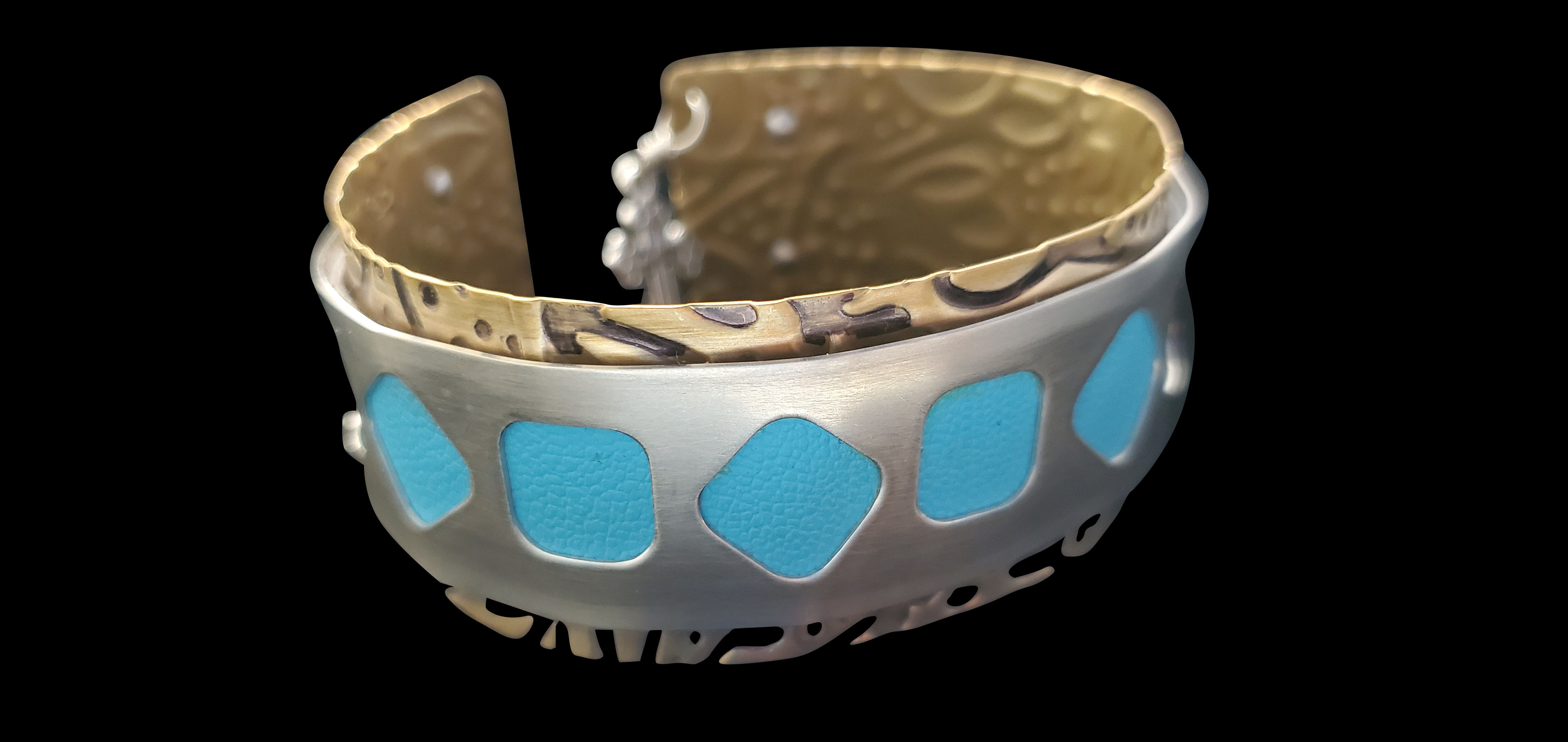 Turquoise bi-metal  rosary cuff