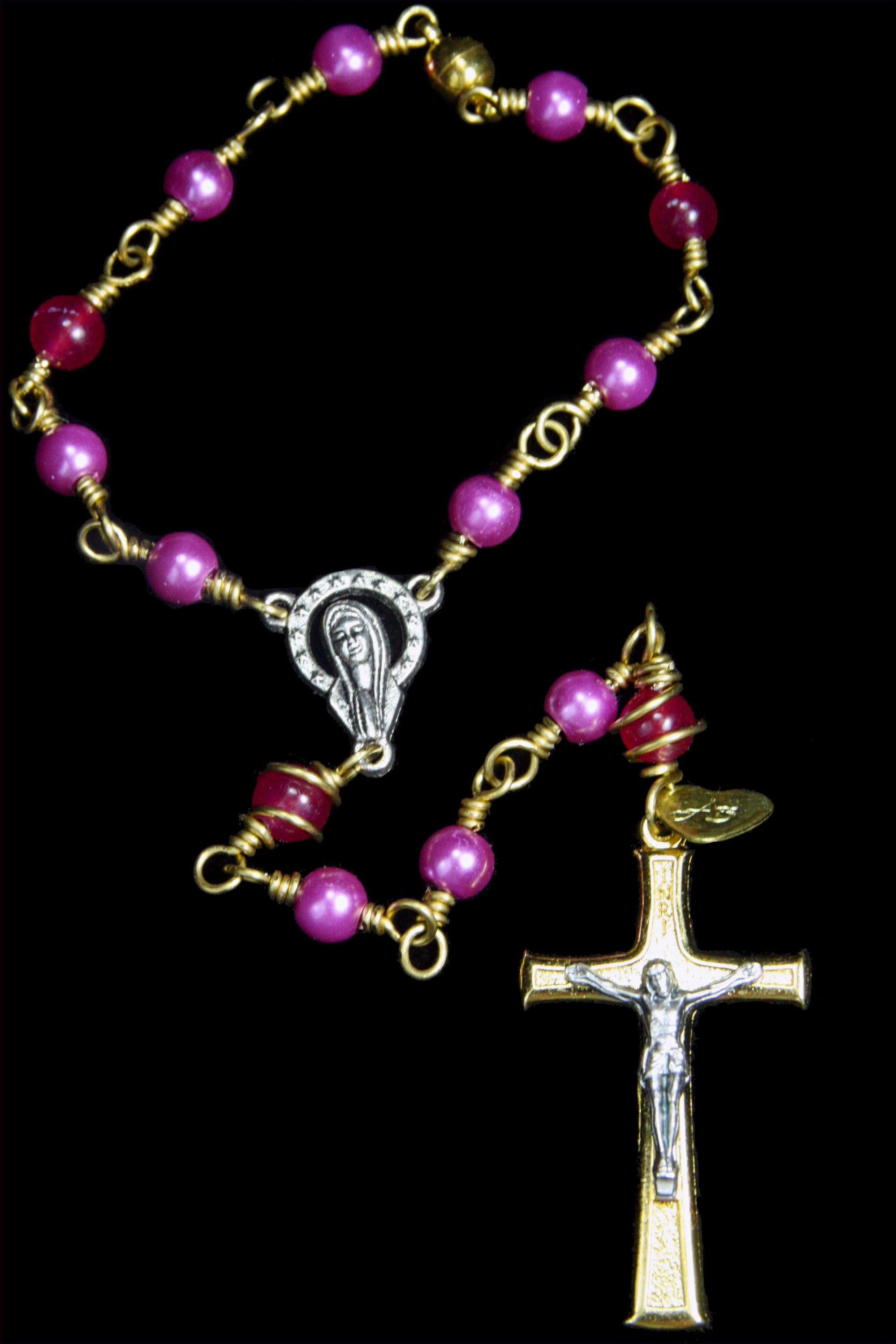 Raspberry Kisses Car Rosary