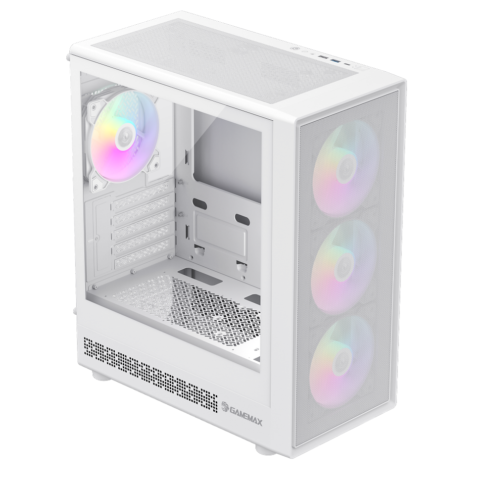 Miniatura: Case ATX GAMEMAX STORM 2 MW Blanco 4 Fan ARGB USB-C Vidrio