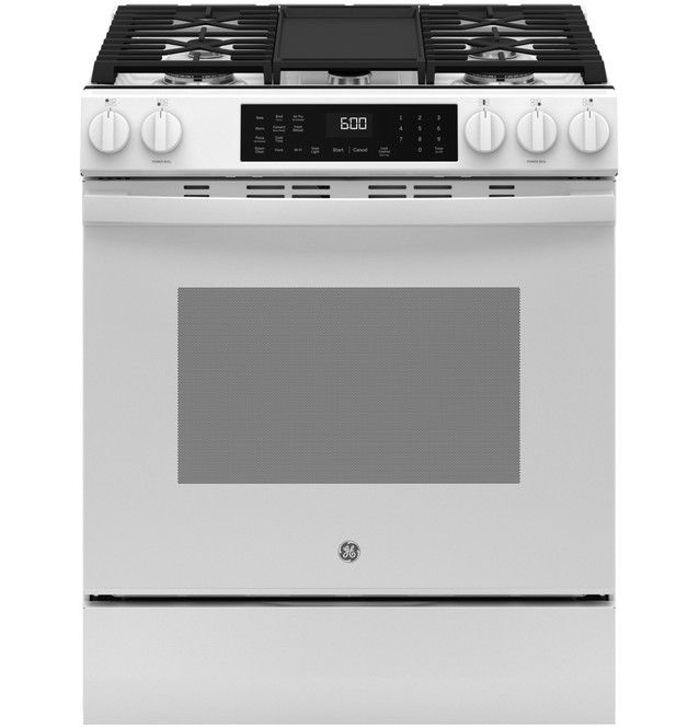 GE® 30" Slide-In Front-Control Convection Gas Range with No Preheat Air Fry and