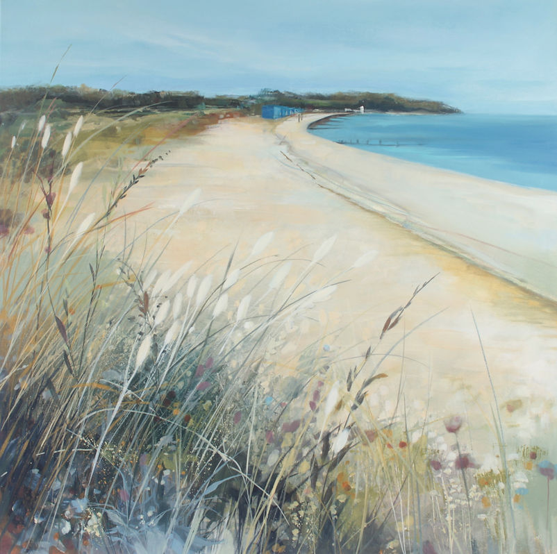 Huts & Grasses, The Duver - Full - Angela Sowden 82 x 82 cms AOC Nat wood frame