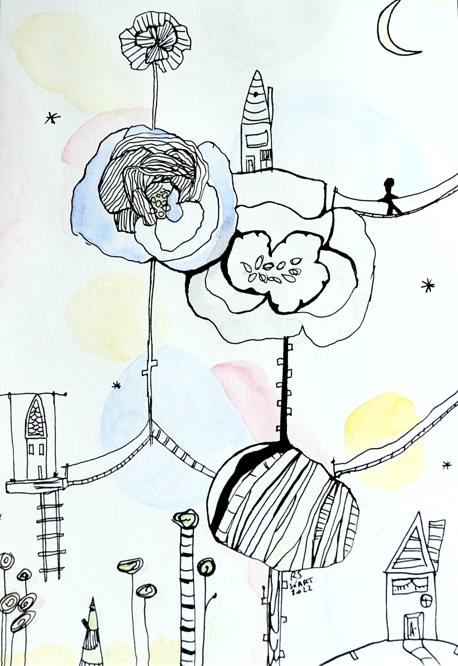 aquarelle et encre de chine