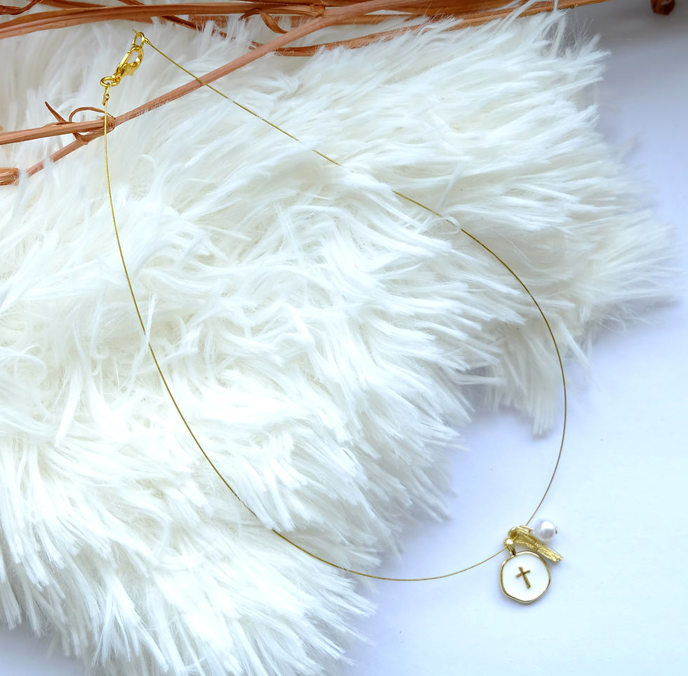 Miniature : collier croix blanc