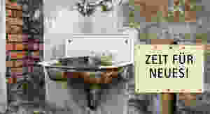 Der Blogpost heißt: Im Wechselbad der Gefühle. Das Bild zeigt ein verwahrlostes Außenwaschbecken an einer Ziegelsteinwand. Das Becken bewachsen bereits ein paar kleine Pflanzen. Neben dem Becken steht ein Schild mit der Aufschrift: Zeit für Neues!