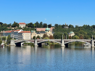Prague residences - view from Vltava River sightseeing cruise - Prague, Czech Republic
