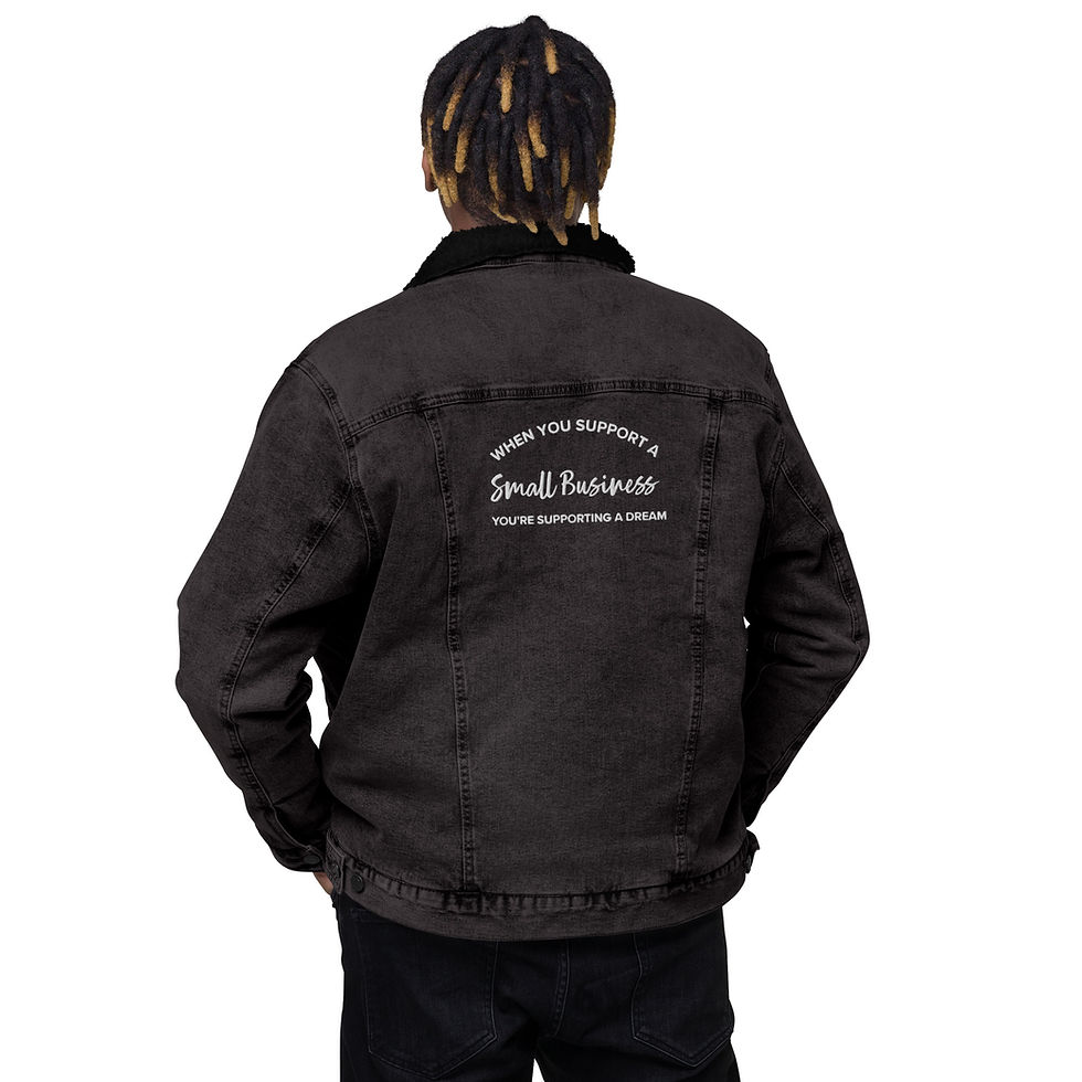 Thumbnail: "When You Support a Small Business" Unisex Sherpa Denim Jacket