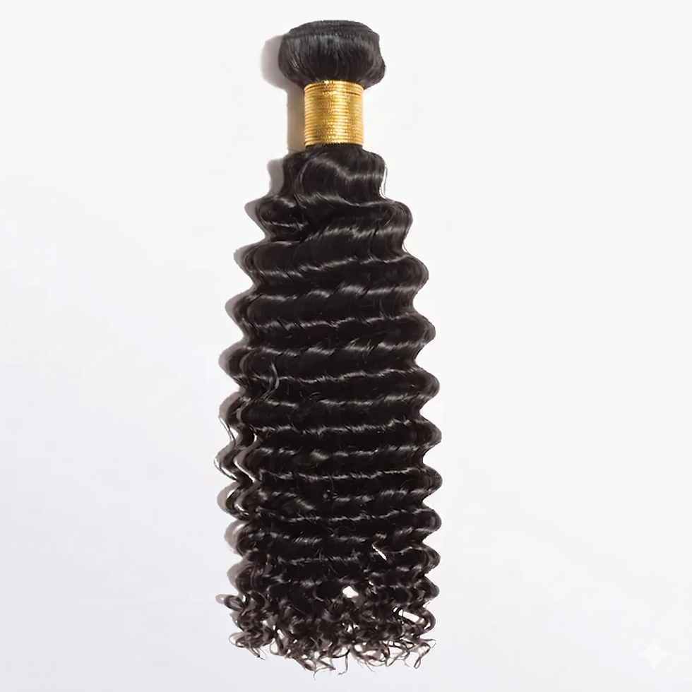 A full Exotic Deep Curly collection featuring three thick human hair bundles and a matching lace closure on plain white
