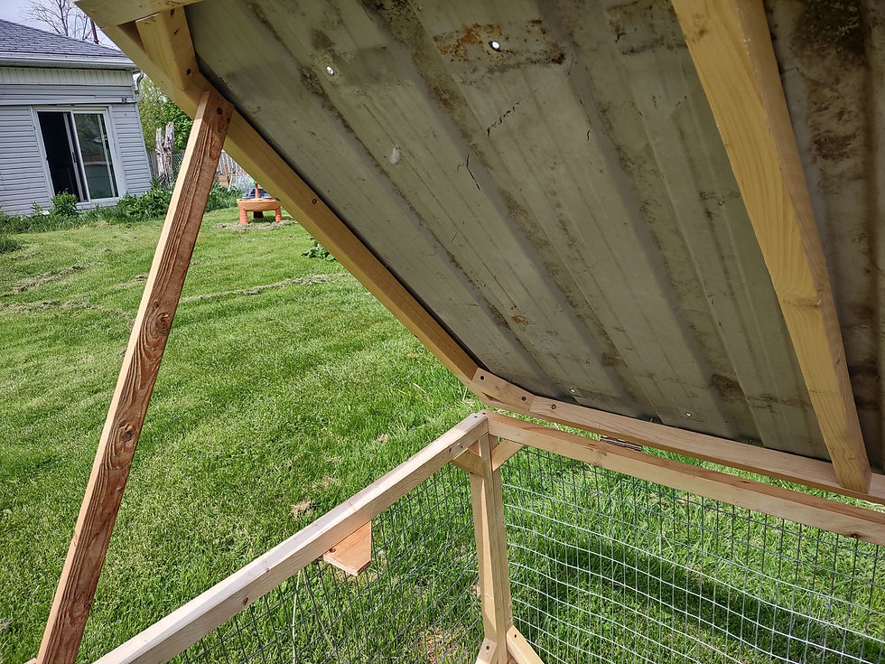 Rabbit tractor with lid propped up