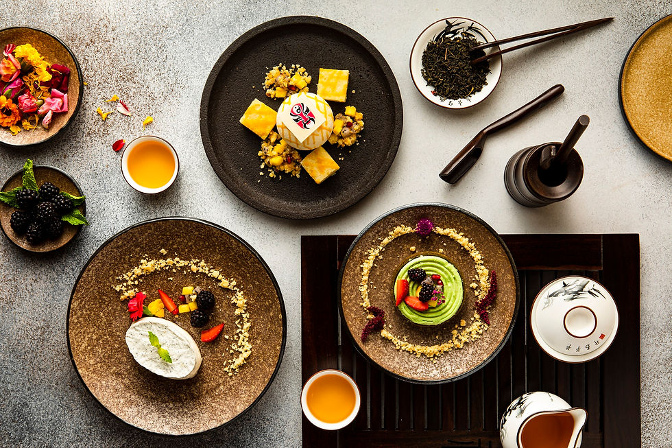 Beijing Mask, Tart Macha, Seasame Cheesecake