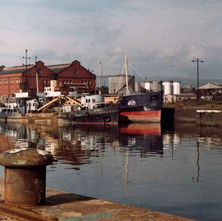 Ships moored in the Rothesay Dock. - Photo by Tommy Quinn. October 1978