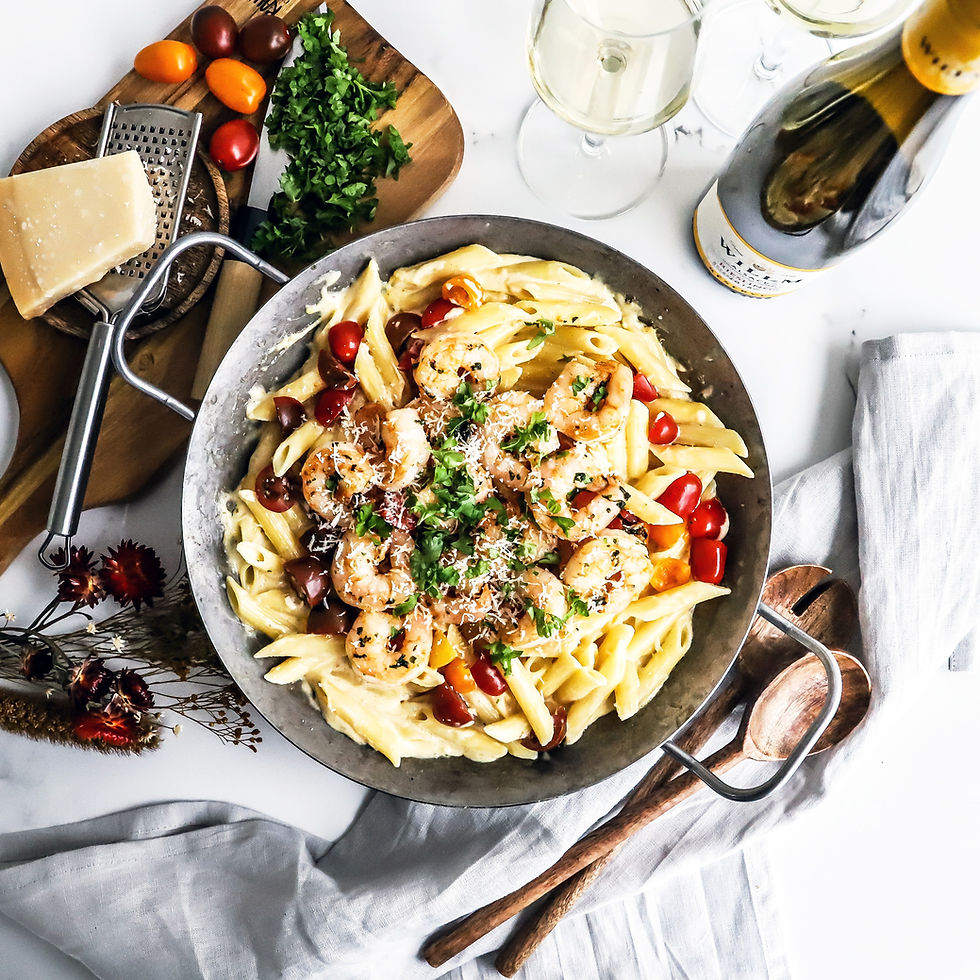 ALFREDO PASTA MEÐ RISARÆKJUM & RJÓMAOSTI