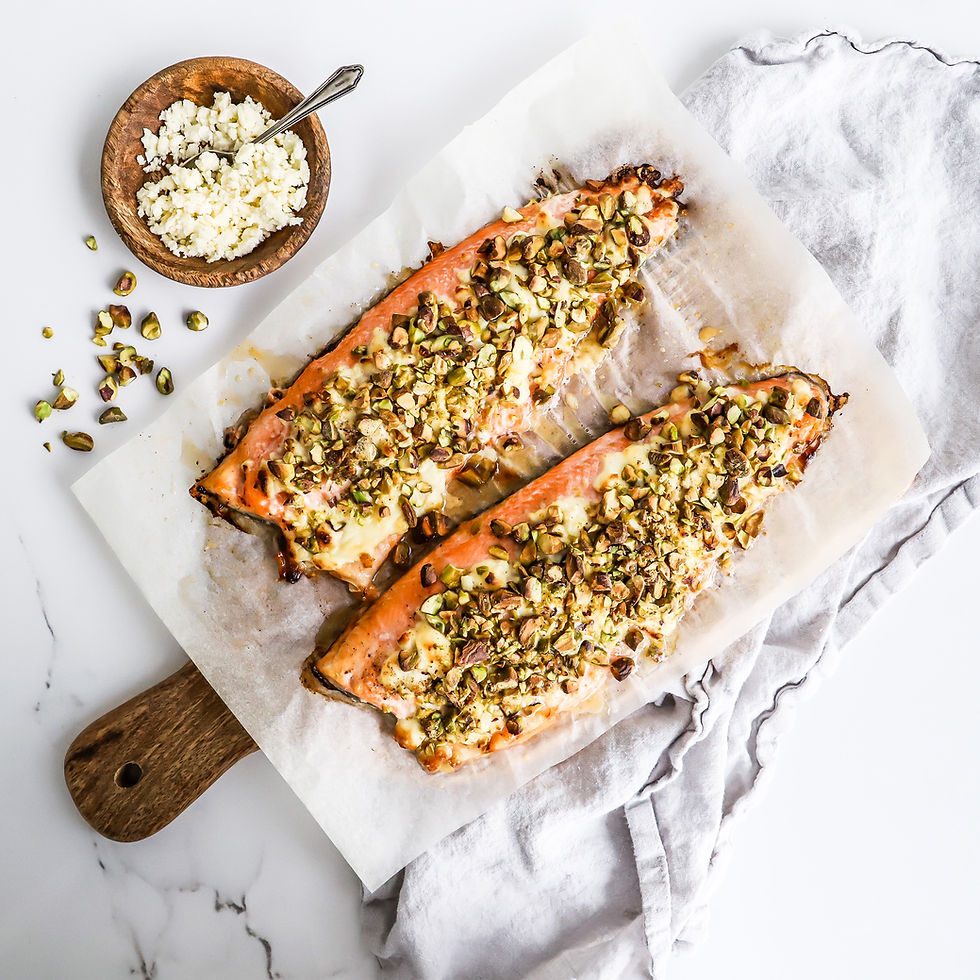 FLJÓTLEG BLEIKJA MEÐ FETAOSTI, HUNANGI & PISTASÍUM