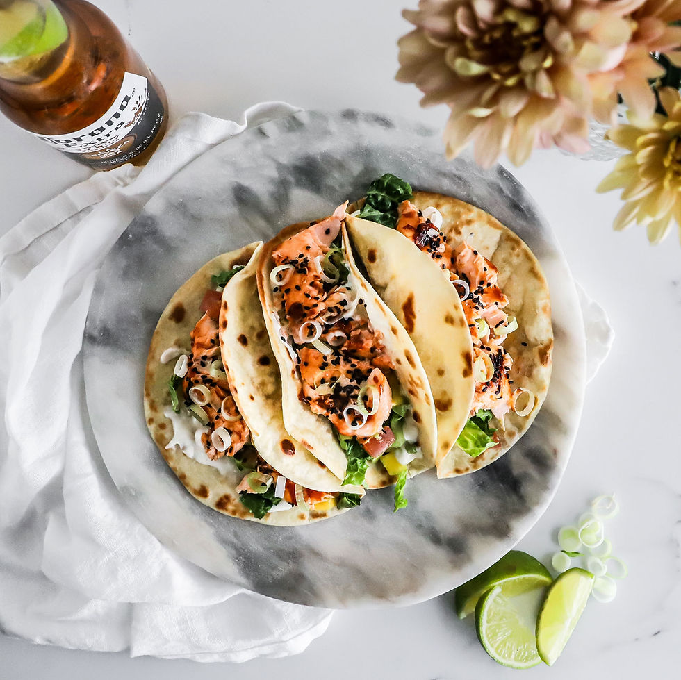 TACOS MEÐ BBQ BLEIKJU & MANGÓSALSA