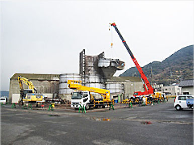 穀物サイロ解体工事(施工状況)