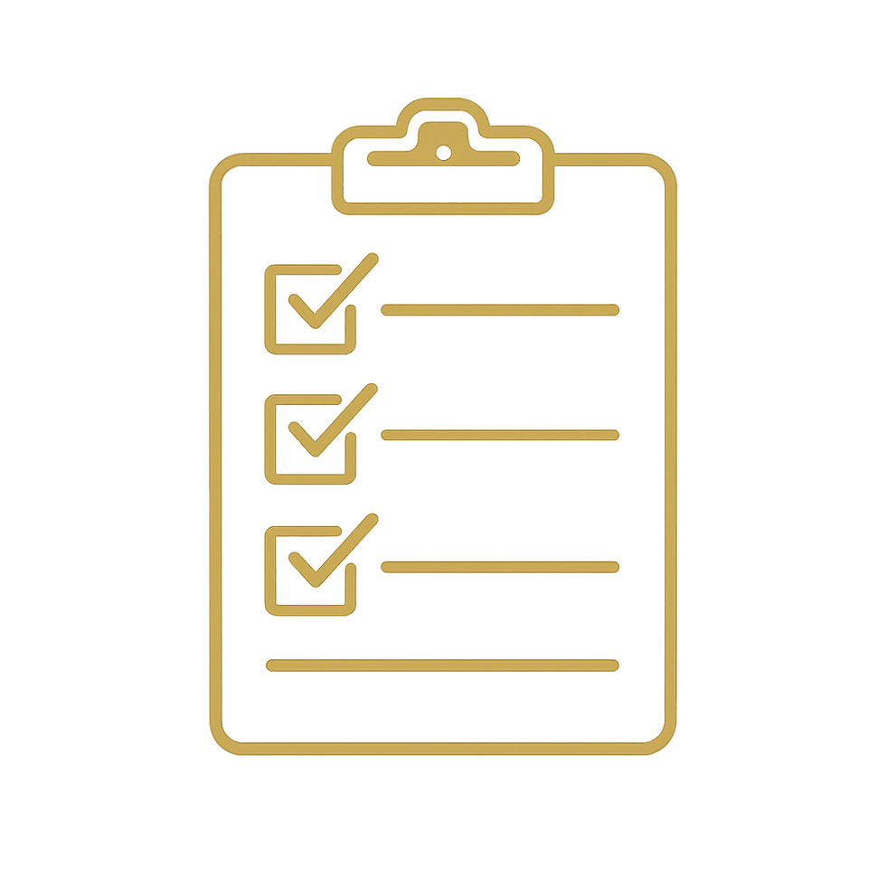 Gold clipboard icon.