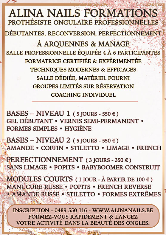 Formation prothésiste ongulaire certifiée à Arquennes – Alina Nails