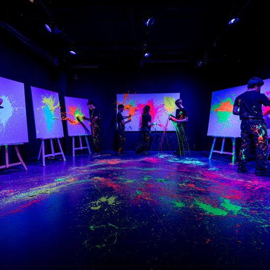 glow in the dark splatter paint Clarksville