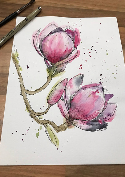 Aquarelle magnolias