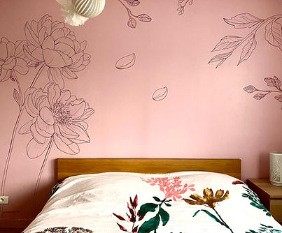 Fresque murale pivoines
