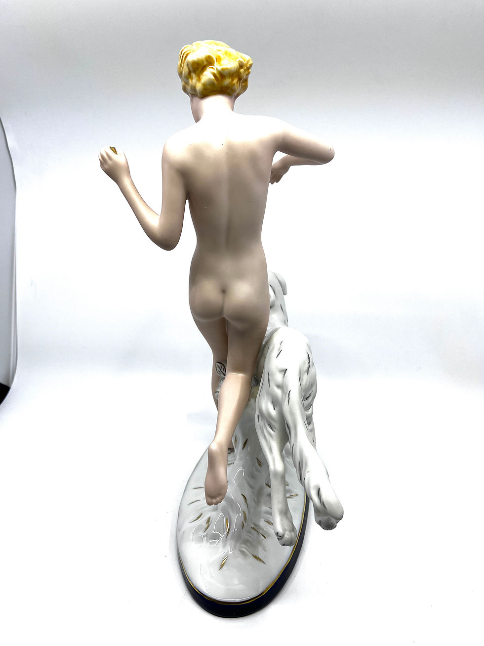 縮圖：Royal Dux Bohemia Art deco style Porcelain Figurine lady with dog