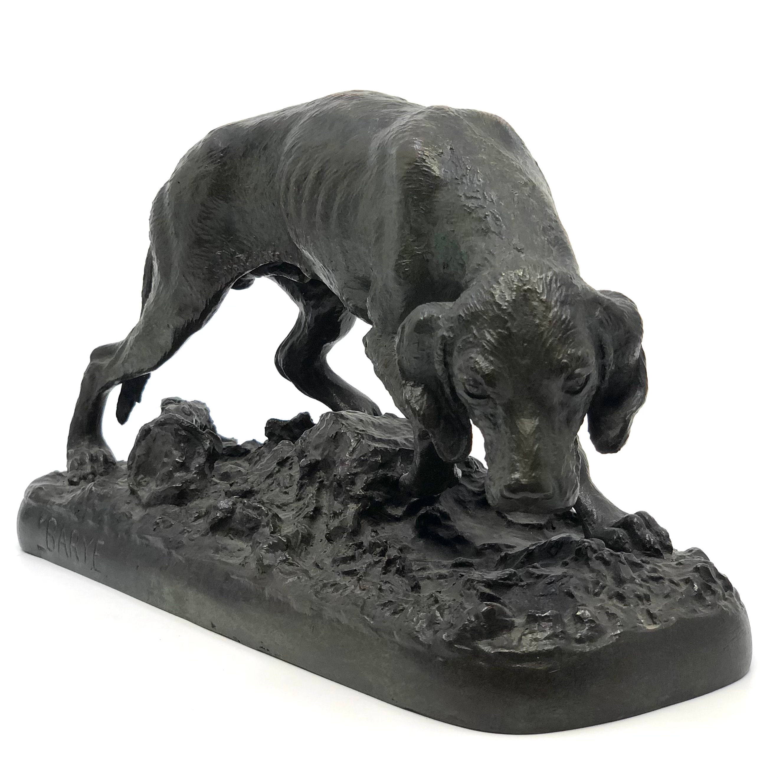 Bronze of a hound After French Sculpture Antoine-Louis Barye