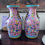 Thumbnail: Exquisite Pair of Chinese Cloisonné Pink ground Marriage Vases