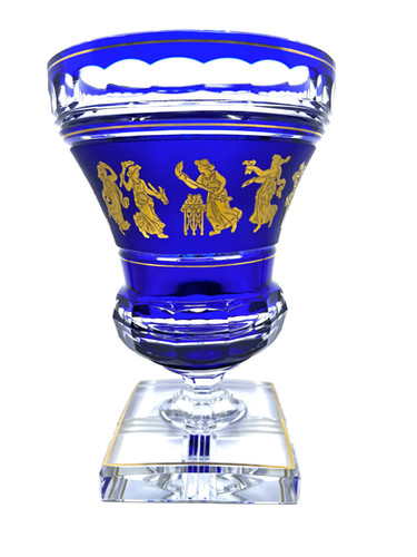 Val St. Lambert Cobalt blue and gold painted Crystal Vase