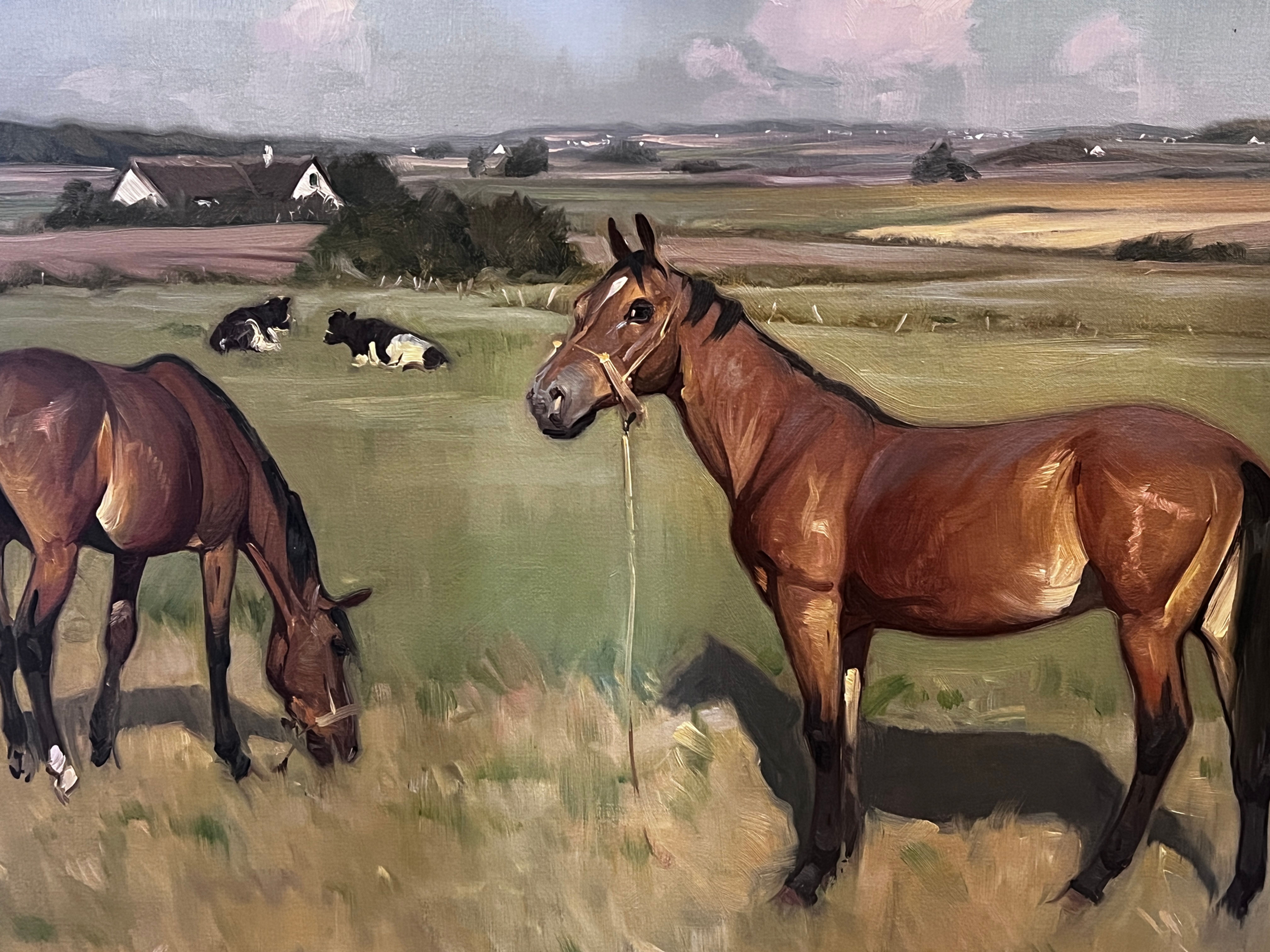 Erik Knud Edsberg (Denmark 1911-2003 ) oil painting with horses