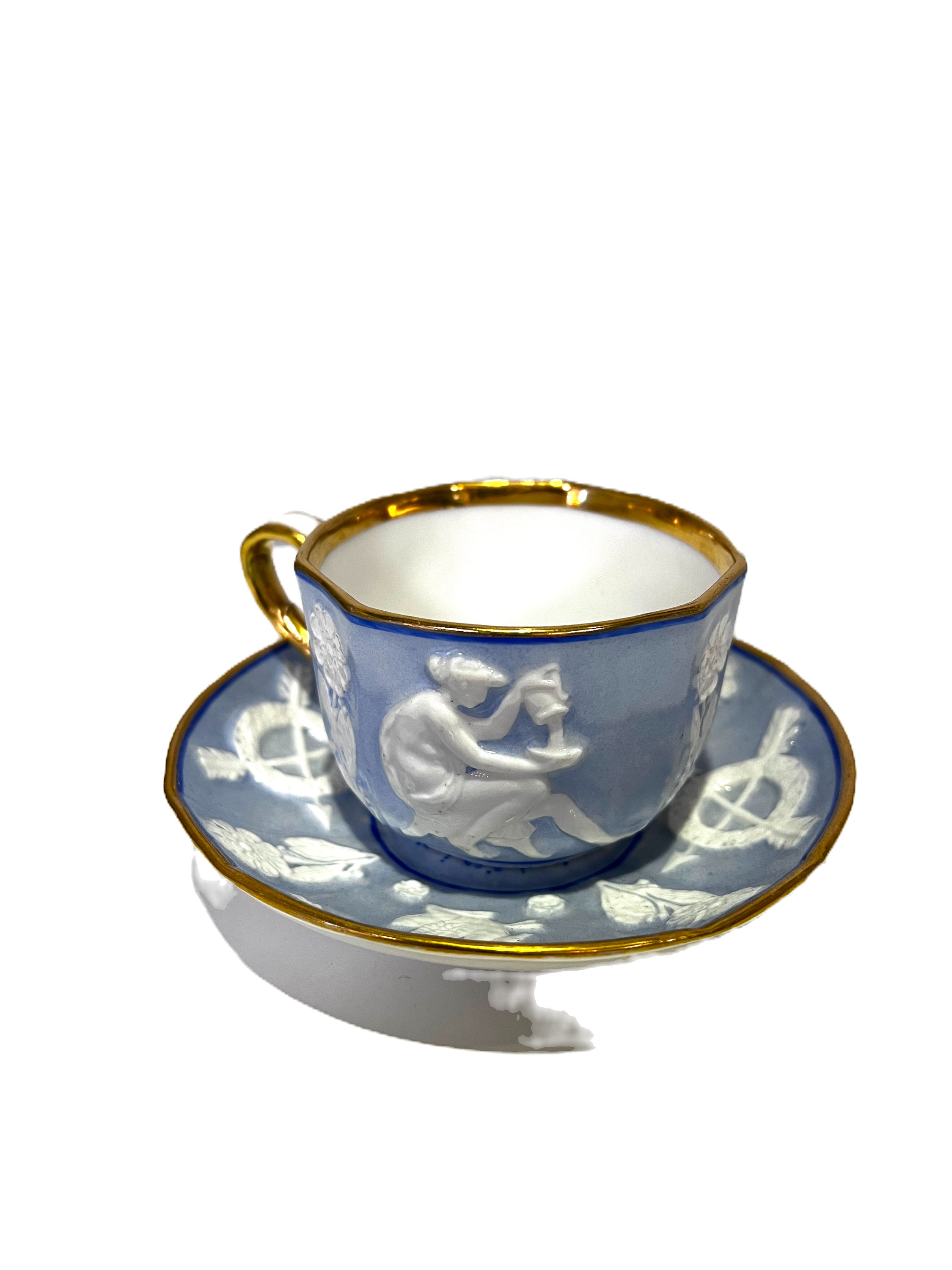 Soft blue "Nast a Paris"  Empire porcelain cup and saucer c.1810