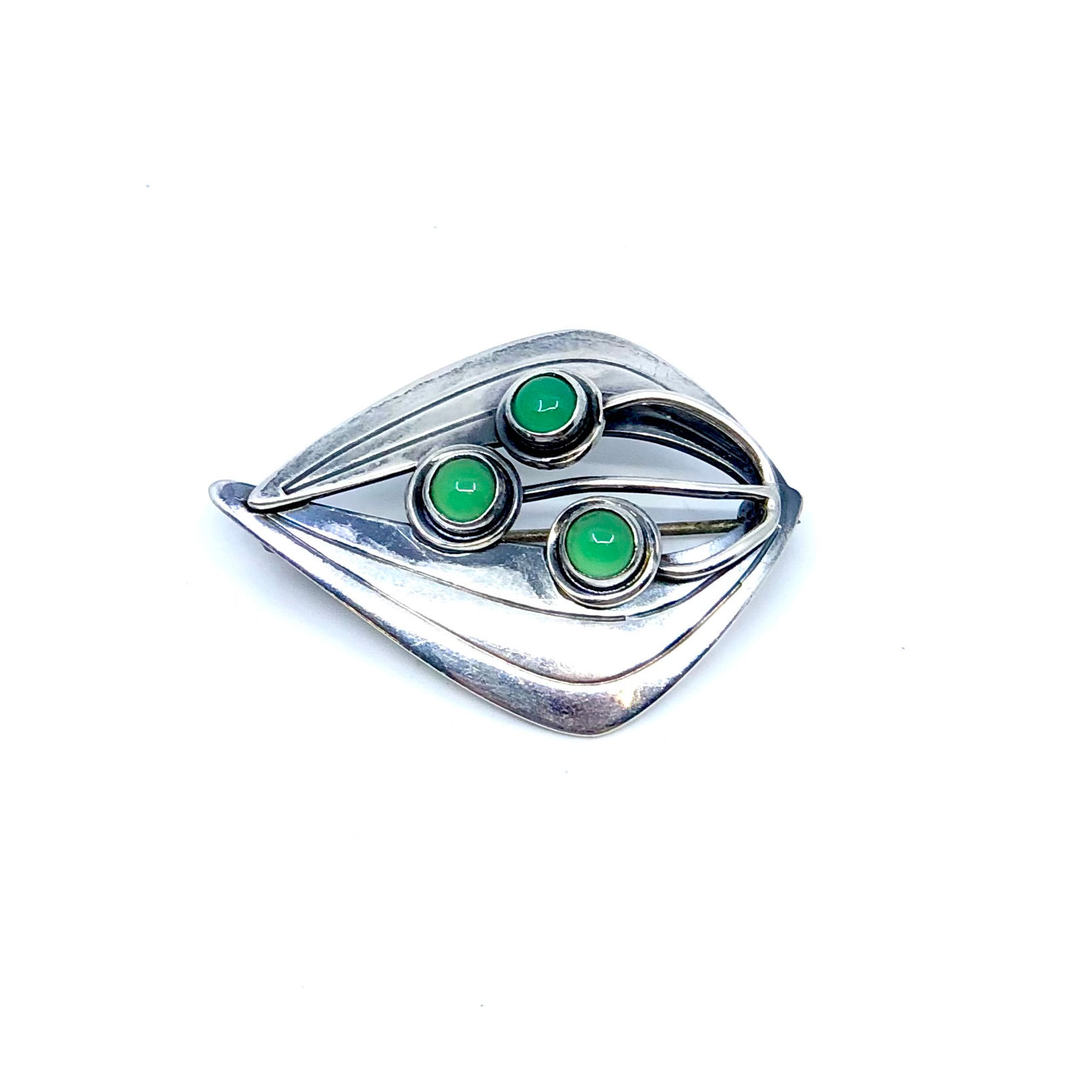 Mid century Per sköld Sweden silver  with chrysoprase brooch